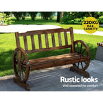 Gardeon Outdoor Garden Bench Wooden 2 Seater Wagon Chair Patio Furniture Brown - Furniture > Outdoor > Outdoor Chairs