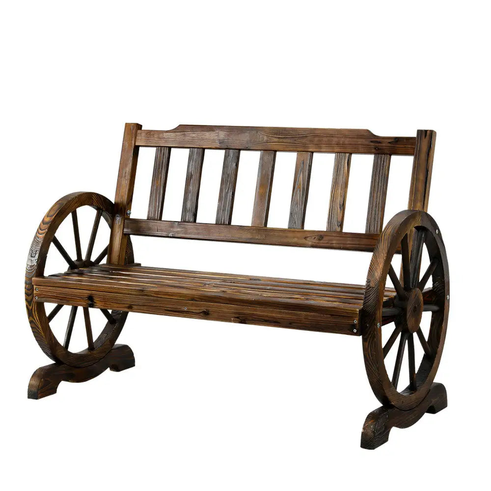 Gardeon Outdoor Garden Bench Wooden 2 Seater Wagon Chair Patio Furniture Brown - Furniture > Outdoor > Outdoor Chairs