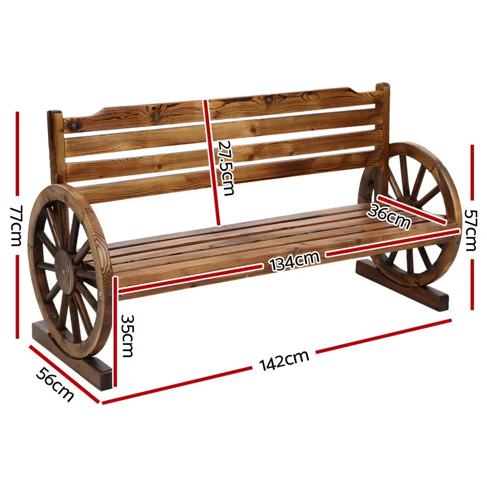 Gardeon Outdoor Garden Bench Wooden 3 Seat Wagon Chair Lounge Patio Furniture - Furniture > Outdoor
