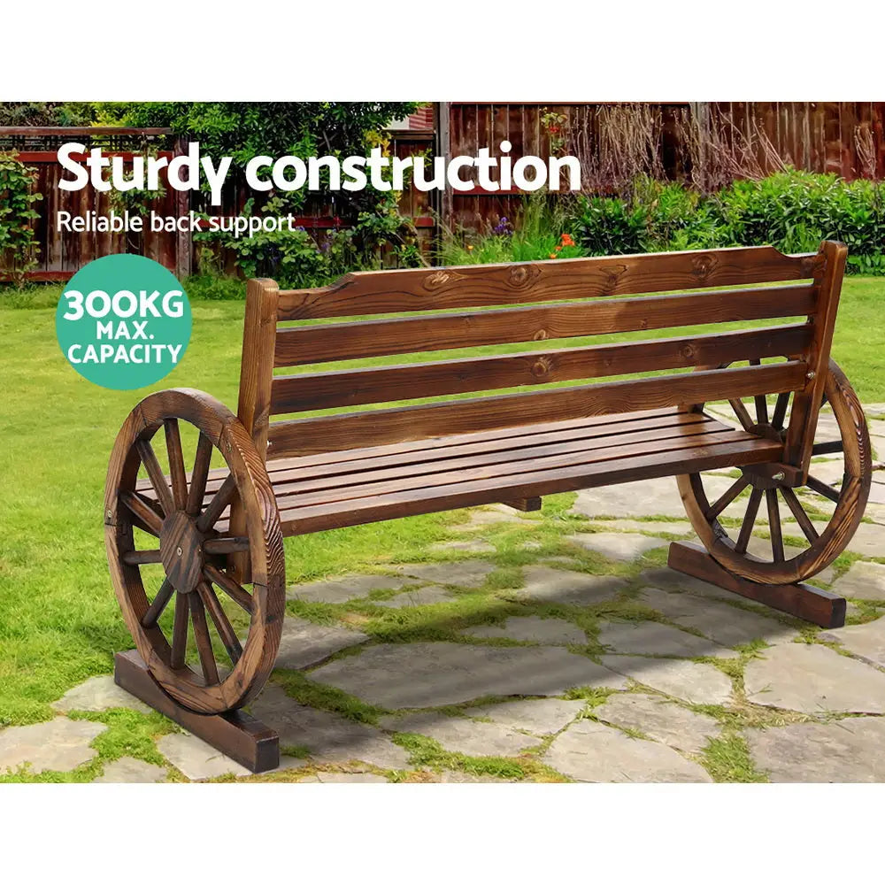 Gardeon Outdoor Garden Bench Wooden 3 Seat Wagon Chair Lounge Patio Furniture - Furniture > Outdoor