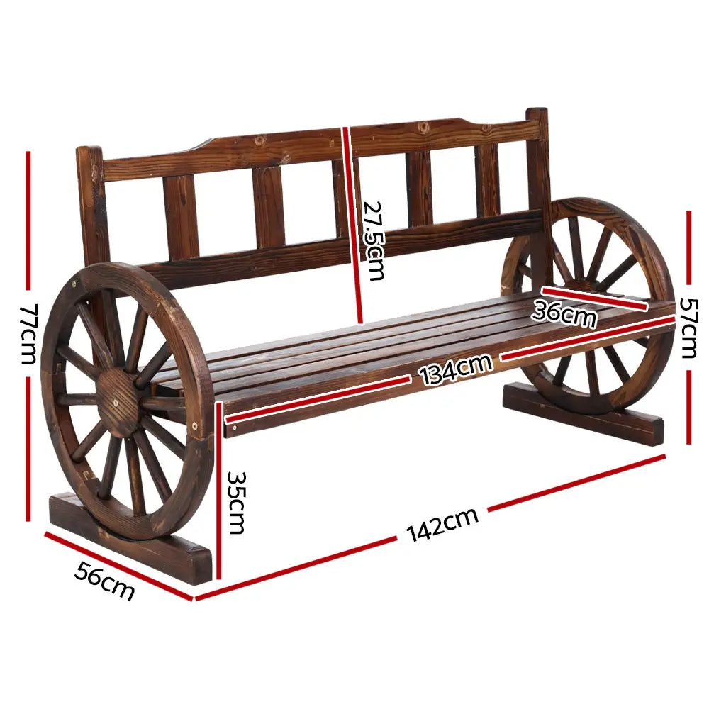 Gardeon Outdoor Garden Bench Wooden 3 Seater Wagon Chair Lounge Patio Furniture - Furniture > Outdoor