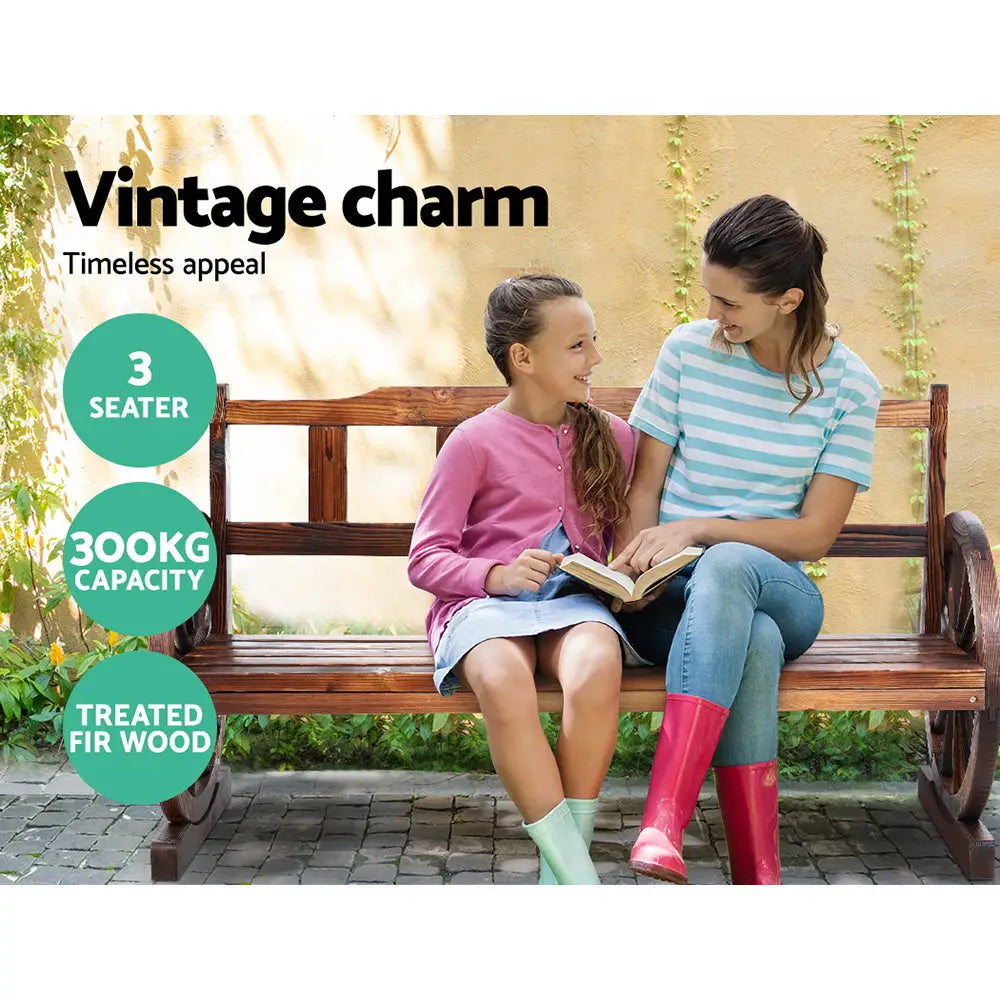 Gardeon Outdoor Garden Bench Wooden 3 Seater Wagon Chair Lounge Patio Furniture - Furniture > Outdoor