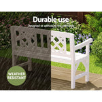 Gardeon Outdoor Garden Bench Wooden Chair 2 Seat Patio Furniture Lounge White - Furniture > Outdoor > Outdoor Chairs