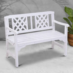 Gardeon Outdoor Garden Bench Wooden Chair 2 Seat Patio Furniture Lounge White - Furniture > Outdoor > Outdoor Chairs