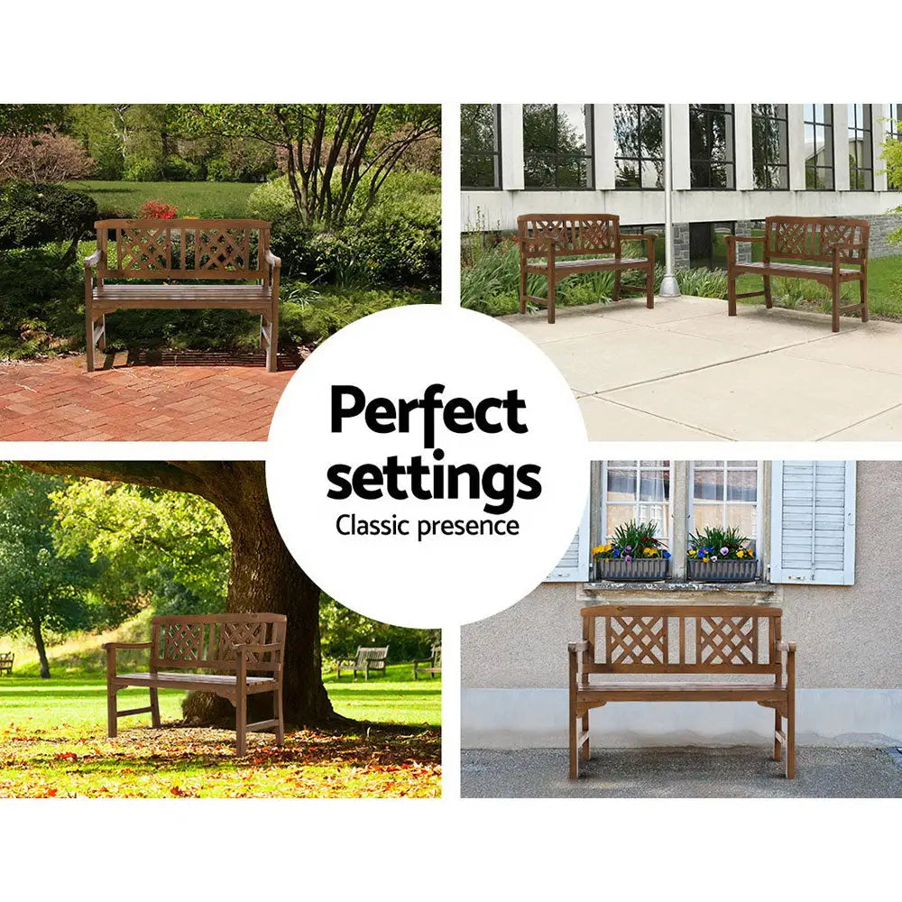 Gardeon Outdoor Garden Bench Wooden Chair 2 Seat Patio Furniture Lounge Natural - Furniture > Outdoor