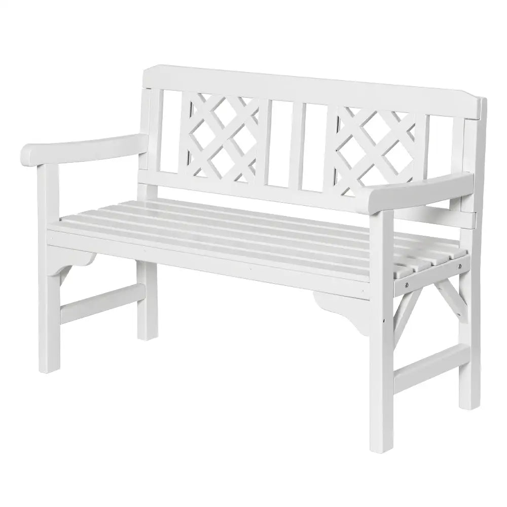 Gardeon Outdoor Garden Bench Wooden Chair 2 Seat Patio Furniture Lounge White - Furniture > Outdoor > Outdoor Chairs