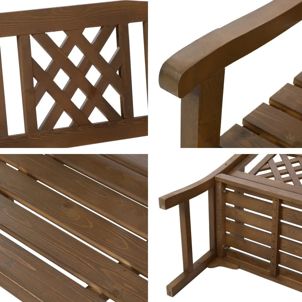 Gardeon Outdoor Garden Bench Wooden Chair 2 Seat Patio Furniture Lounge Natural - Furniture > Outdoor