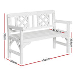 Gardeon Outdoor Garden Bench Wooden Chair 2 Seat Patio Furniture Lounge White - Furniture > Outdoor > Outdoor Chairs