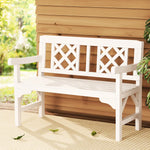 Gardeon Outdoor Garden Bench Wooden Chair 2 Seat Patio Furniture Lounge White - Furniture > Outdoor > Outdoor Chairs