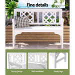Gardeon Outdoor Garden Bench Wooden Chair 2 Seat Patio Furniture Lounge White - Furniture > Outdoor > Outdoor Chairs
