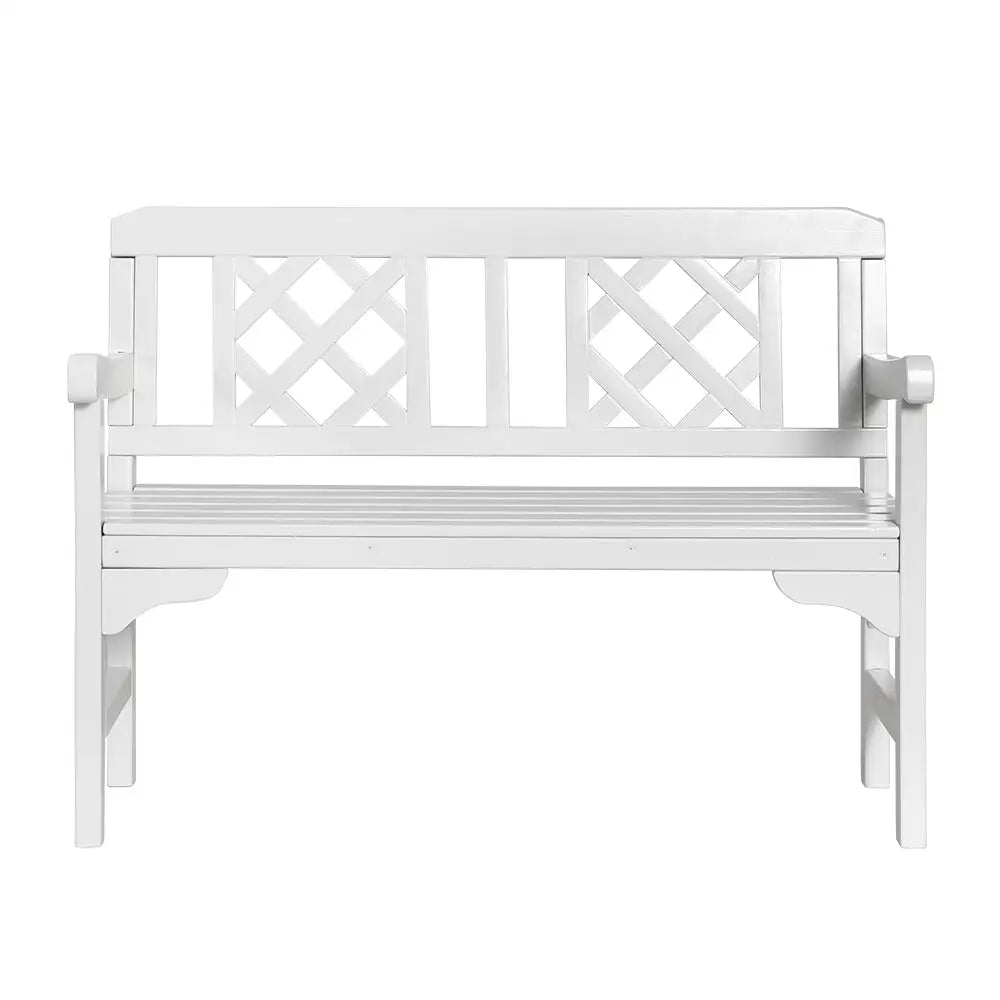 Gardeon Outdoor Garden Bench Wooden Chair 2 Seat Patio Furniture Lounge White - Furniture > Outdoor > Outdoor Chairs
