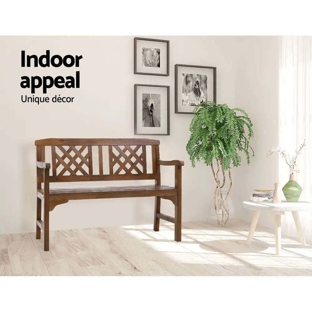 Gardeon Outdoor Garden Bench Wooden Chair 2 Seat Patio Furniture Lounge Natural - Furniture > Outdoor