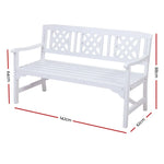 Gardeon Outdoor Garden Bench Wooden Chair 3 Seat Patio Furniture Lounge White - Furniture > Outdoor