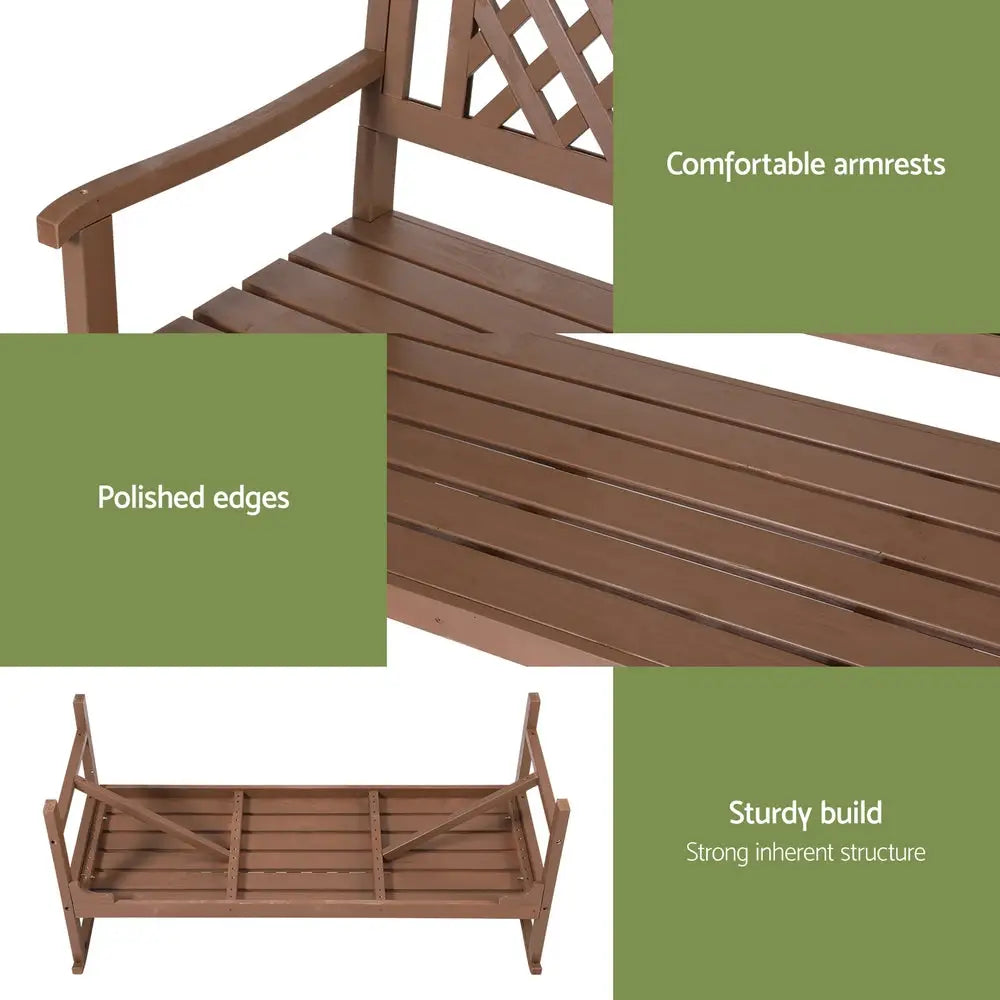 Gardeon Outdoor Garden Bench Wooden Chair 3 Seat Patio Furniture Lounge Natural - Furniture > Outdoor > Outdoor Chairs