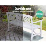 Gardeon Outdoor Garden Bench Wooden Chair 3 Seat Patio Furniture Lounge White - Furniture > Outdoor