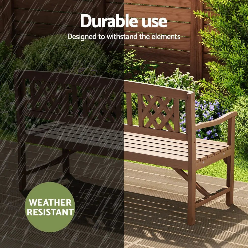 Gardeon Outdoor Garden Bench Wooden Chair 3 Seat Patio Furniture Lounge Natural - Furniture > Outdoor > Outdoor Chairs
