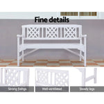 Gardeon Outdoor Garden Bench Wooden Chair 3 Seat Patio Furniture Lounge White - Furniture > Outdoor
