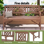 Gardeon Outdoor Garden Bench Wooden Chair 3 Seat Patio Furniture Lounge Natural - Furniture > Outdoor > Outdoor Chairs