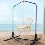 Gardeon Outdoor Hammock Chair with Stand Cotton Swing Relax Hanging 124CM Cream - Furniture > Outdoor