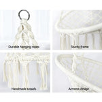 Gardeon Outdoor Hammock Chair with Stand Cotton Swing Relax Hanging 124CM Cream - Furniture > Outdoor