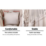 Gardeon Outdoor Hammock Chair with Stand Hanging Hammock with Pillow Cream - Furniture > Outdoor