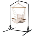 Gardeon Outdoor Hammock Chair with Stand Swing Hanging Hammock Garden Cream - Furniture > Outdoor