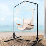 Gardeon Outdoor Hammock Chair with Stand Swing Hanging Hammock Garden Cream - Furniture > Outdoor