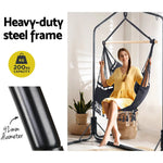 Gardeon Outdoor Hammock Chair with Stand Tassel Hanging Rope Hammocks Grey - Furniture > Outdoor