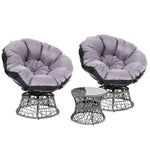 Gardeon Outdoor Lounge Setting Furniture Wicker Papasan Chairs Table Patio Grey - Furniture > Outdoor