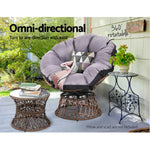 Gardeon Outdoor Lounge Setting Papasan Chair Wicker Table Garden Furniture Brown - Furniture > Bar Stools & Chairs