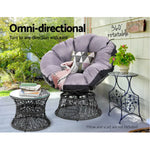 Gardeon Outdoor Lounge Setting Papasan Chair Wicker Table Garden Furniture Black - Furniture > Bar Stools & Chairs