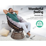 Gardeon Outdoor Lounge Setting Papasan Chair Wicker Table Garden Furniture Brown - Furniture > Bar Stools & Chairs