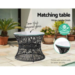 Gardeon Outdoor Lounge Setting Papasan Chair Wicker Table Garden Furniture Black - Furniture > Bar Stools & Chairs