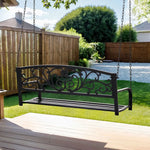 Gardeon Outdoor Porch Swing Chair Patio Furniture Floral Backrest 2 Seater Black - Furniture > Outdoor > Outdoor Benches