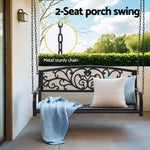 Gardeon Outdoor Porch Swing Chair Patio Furniture Floral Backrest 2 Seater Black - Furniture > Outdoor > Outdoor Benches
