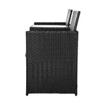 Gardeon Outdoor Setting Wicker Loveseat Birstro Set Patio Garden Furniture Black - Furniture > Outdoor > Outdoor Chairs