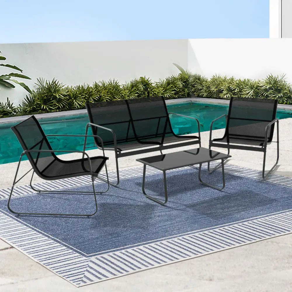 Gardeon Outdoor Sofa Set Lounge Setting Textilene Table and Chairs Garden Patio Furniture - Furniture > Outdoor