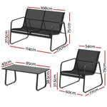 Gardeon Outdoor Sofa Set Lounge Setting Textilene Table and Chairs Garden Patio Furniture - Furniture > Outdoor
