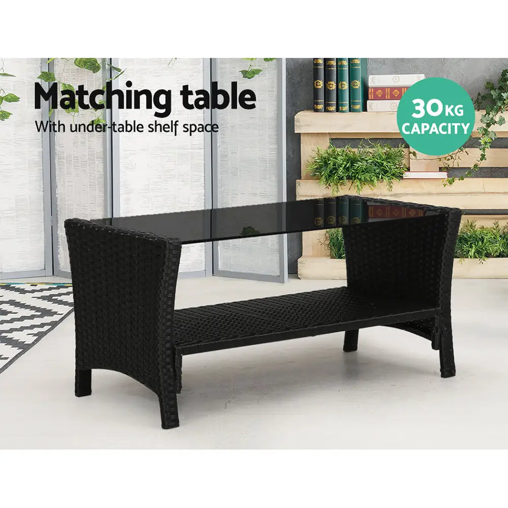 Gardeon Outdoor Sofa Set Lounge Setting Wicker Table and Chairs Garden Patio Furniture - Furniture > Outdoor > Outdoor