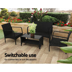Gardeon Outdoor Sofa Set Lounge Setting Wicker Table and Chairs Garden Patio Furniture - Furniture > Outdoor > Outdoor
