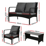Gardeon Outdoor Sofa Set Lounge Setting Wicker Table and Chairs Garden Patio Furniture - Furniture > Outdoor > Outdoor