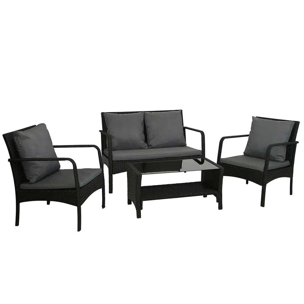 Gardeon Outdoor Sofa Set Lounge Setting Wicker Table and Chairs Garden Patio Furniture - Furniture > Outdoor > Outdoor