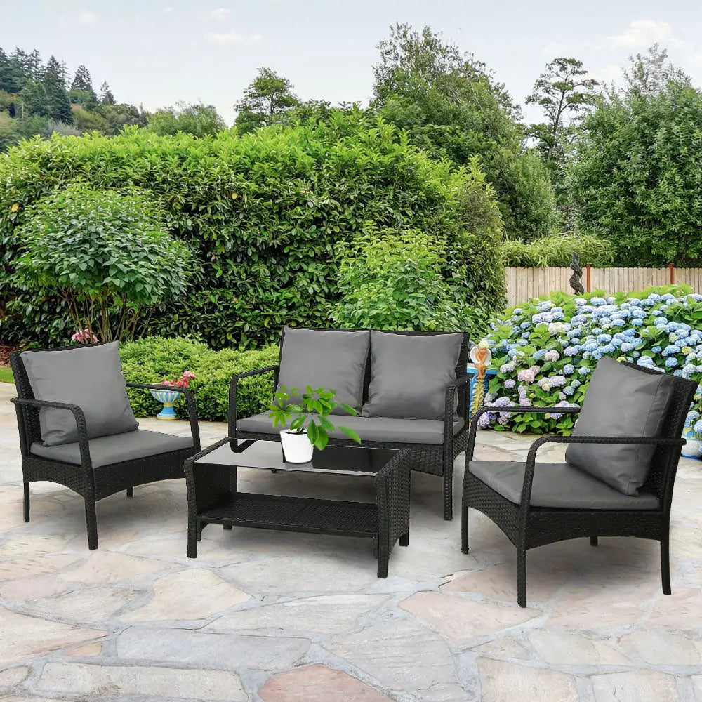 Gardeon Outdoor Sofa Set Lounge Setting Wicker Table and Chairs Garden Patio Furniture - Furniture > Outdoor > Outdoor