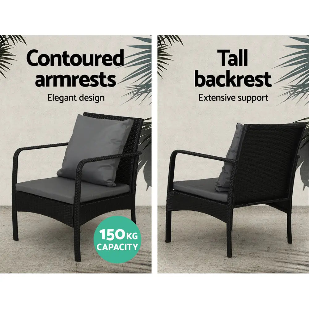 Gardeon Outdoor Sofa Set Lounge Setting Wicker Table and Chairs Garden Patio Furniture - Furniture > Outdoor > Outdoor