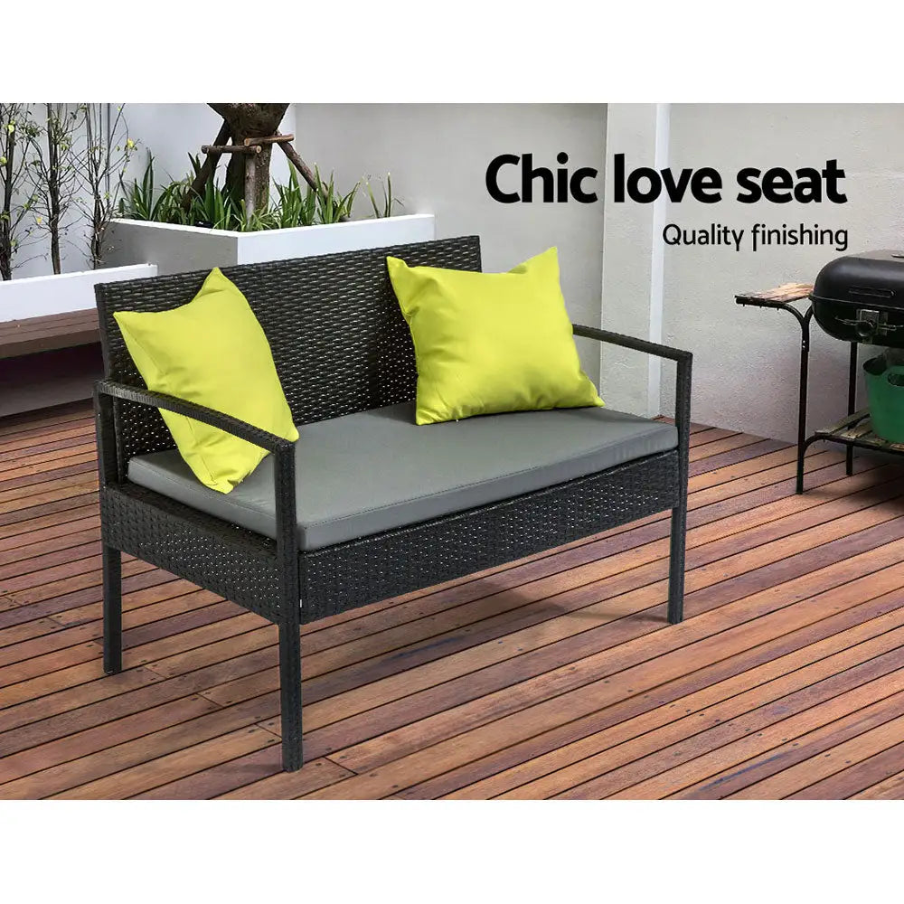 Gardeon Outdoor Sofa Set Wicker Lounge Setting Table and Chairs Storage Cover - Furniture > Outdoor > Outdoor Sofas &