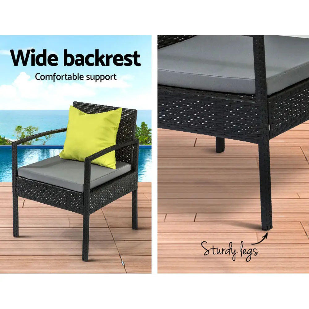 Gardeon Outdoor Sofa Set Wicker Lounge Setting Table and Chairs Storage Cover - Furniture > Outdoor > Outdoor Sofas &