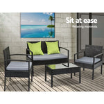 Gardeon Outdoor Sofa Set Wicker Lounge Setting Table and Chairs Patio Furniture - Furniture > Outdoor