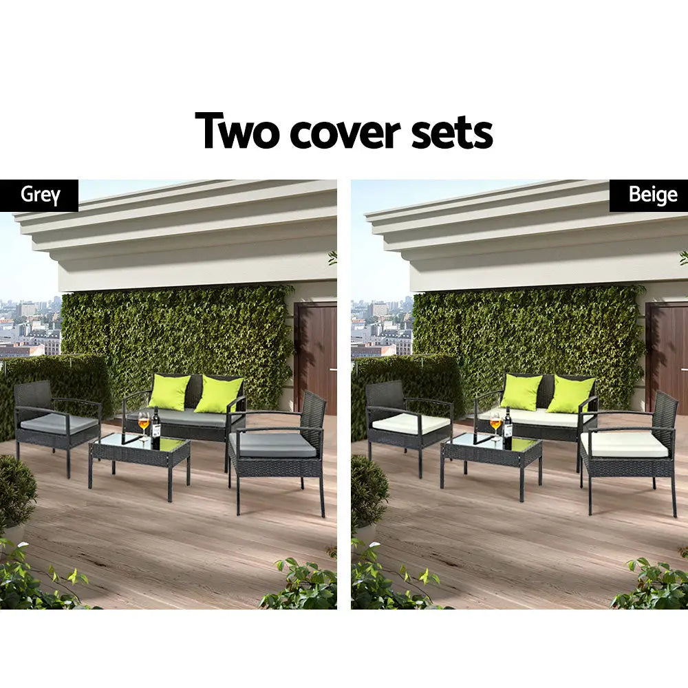 Gardeon Outdoor Sofa Set Wicker Lounge Setting Table and Chairs Patio Furniture - Furniture > Outdoor