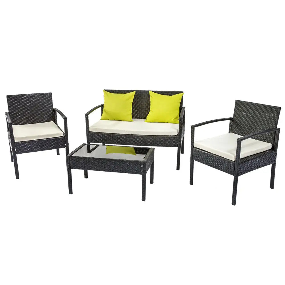 Gardeon Outdoor Sofa Set Wicker Lounge Setting Table and Chairs Patio Furniture - Furniture > Outdoor