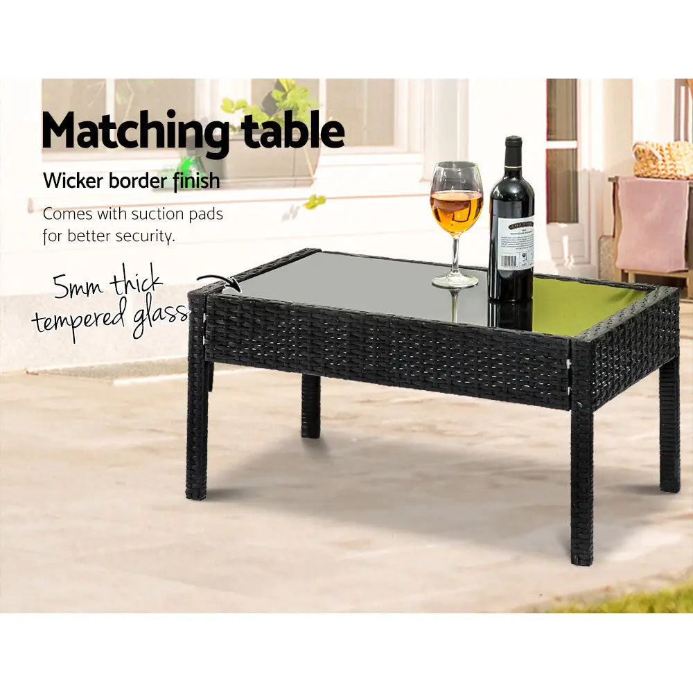 Gardeon Outdoor Sofa Set Wicker Lounge Setting Table and Chairs Patio Furniture - Furniture > Outdoor
